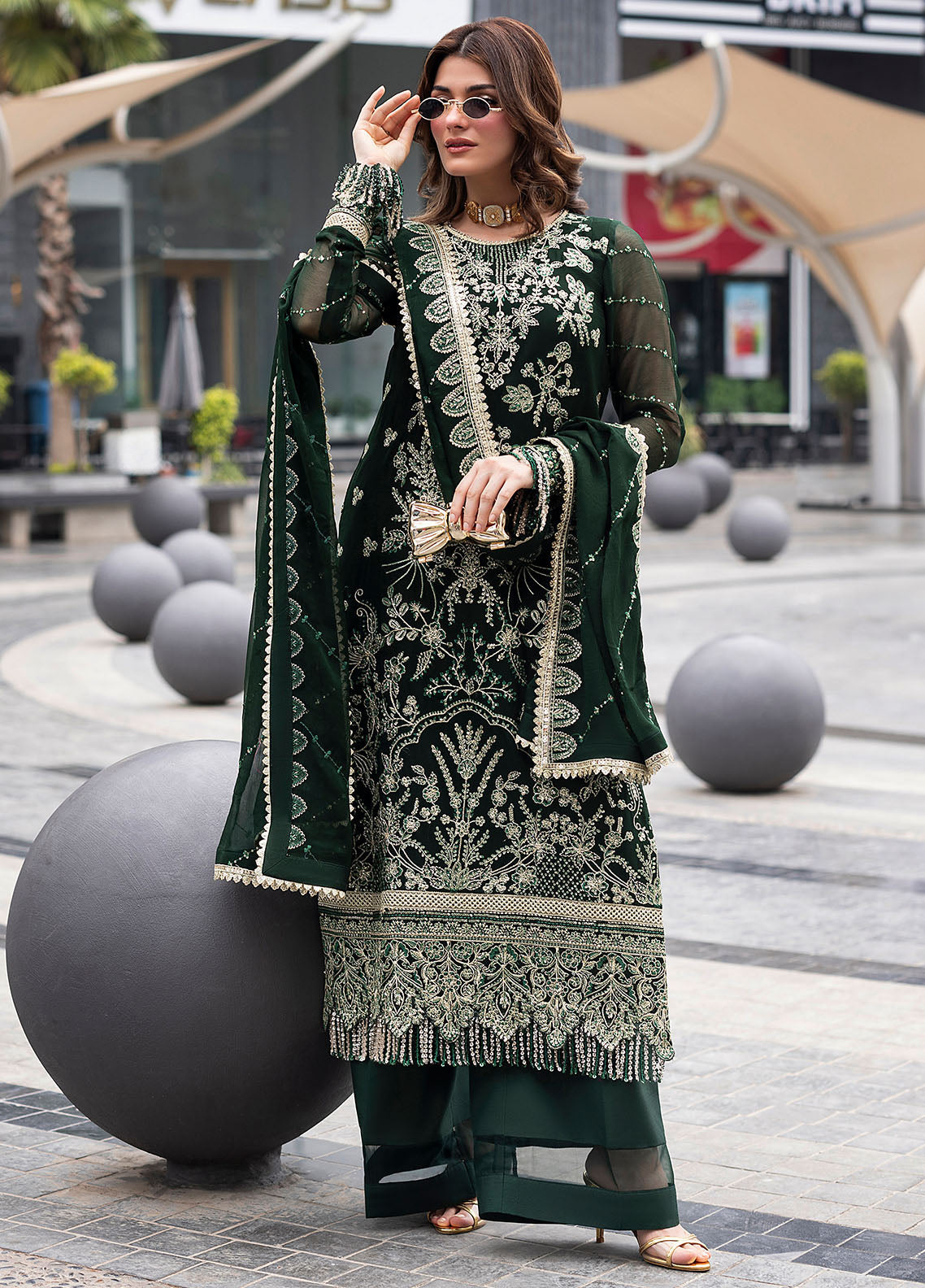 Sahane Embroidered Chiffon Suits Unstitched 3 Piece CT 25004 Everyn