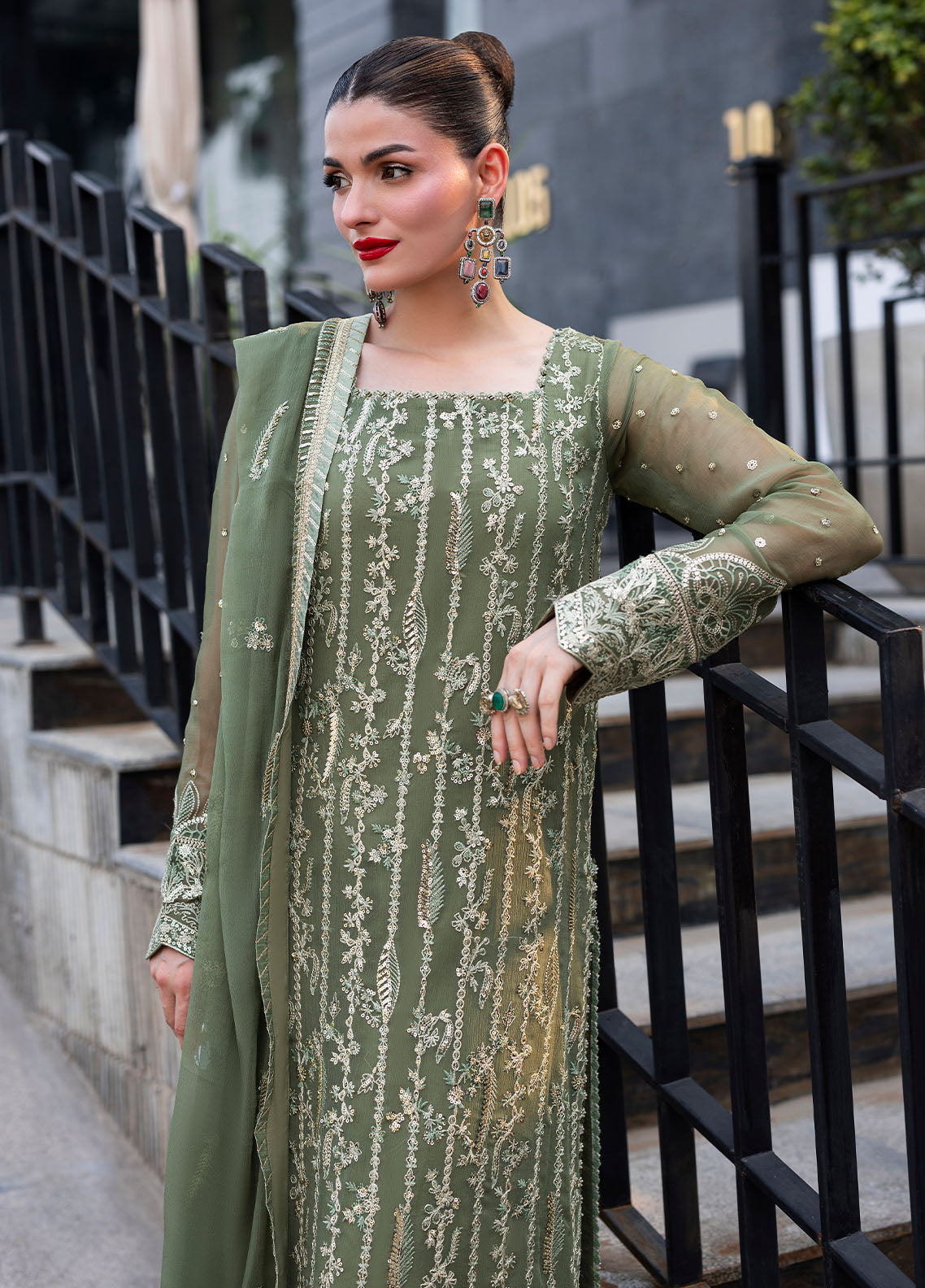 Sahane Embroidered Chiffon Suits Unstitched 3 Piece CT 25006 Mist
