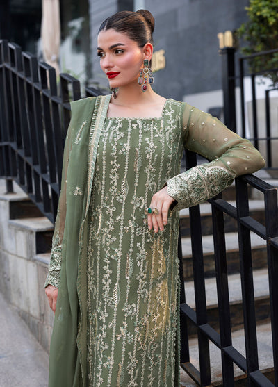 Sahane Embroidered Chiffon Suits Unstitched 3 Piece CT 25006 Mist