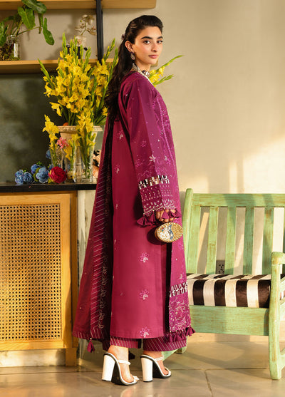 Sahane Embroidered Lawn Suits Unstitched 3 Piece SNE25IL CT-21002 Berry