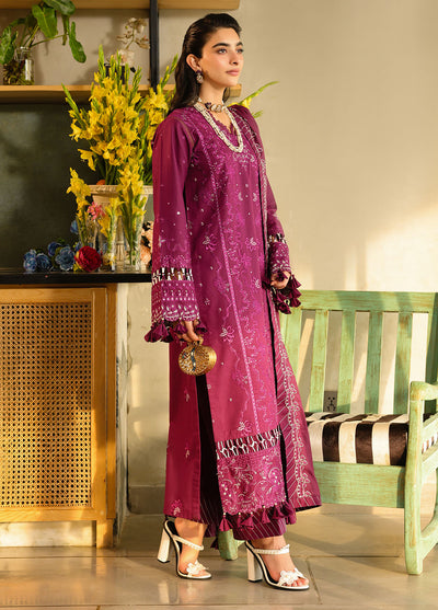 Sahane Embroidered Lawn Suits Unstitched 3 Piece SNE25IL CT-21002 Berry