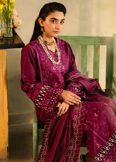 Sahane Embroidered Lawn Suits Unstitched 3 Piece SNE25IL CT-21002 Berry