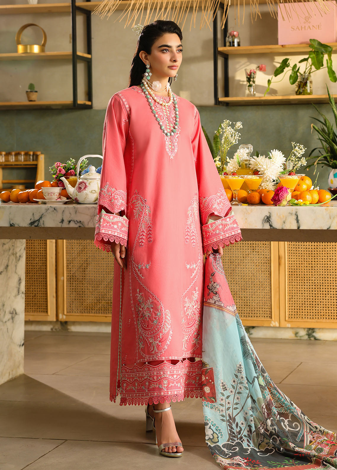 Sahane Embroidered Lawn Suits Unstitched 3 Piece SNE25IL CT-21006 Rosetta