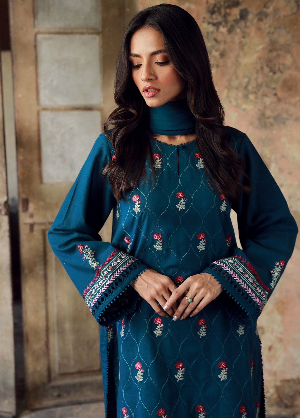 Sahar Unstitched Autum Winter Collection 2024 CH-E-V1-24-05 Sapphire Tide