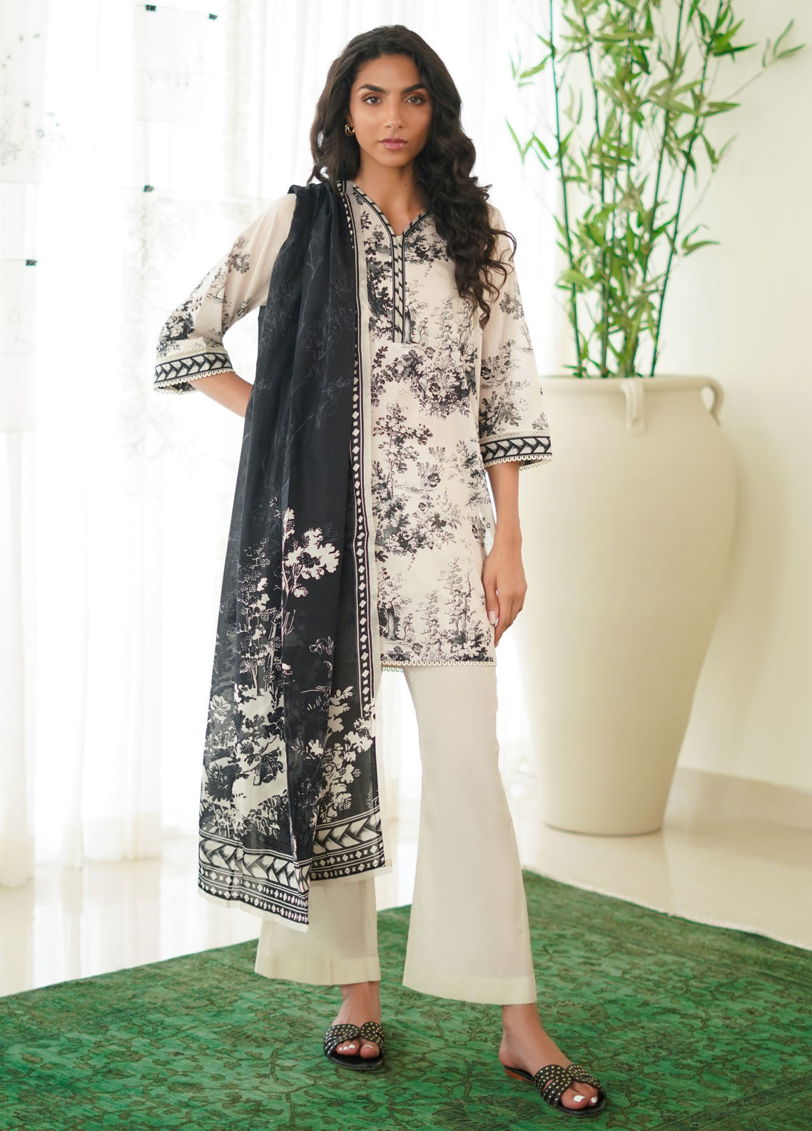 Sahar Monochrome Unstitched Lawn Collection 2024 S24-MC-V2-06