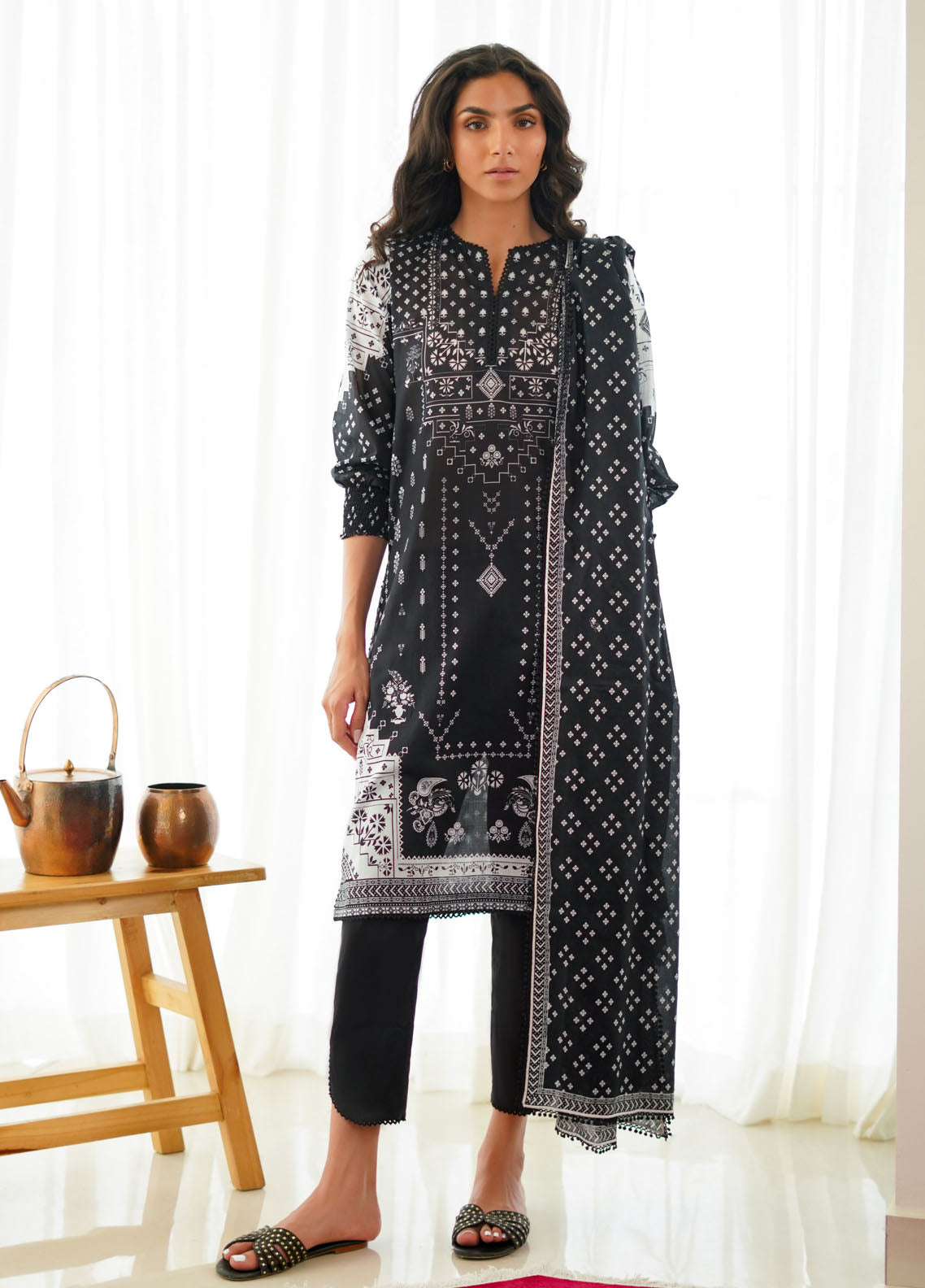 Sahar Monochrome Unstitched Lawn Collection 2024 S24-MC-V2-09