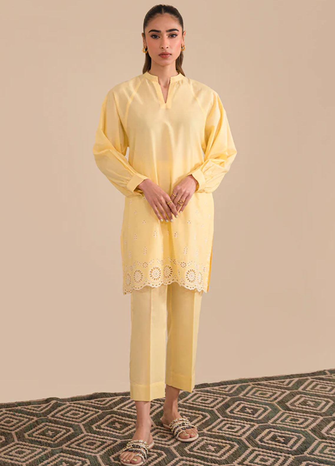 Sahar Pret Casual Cambric 2 Piece Suit SSFE23-05 Saffron Glow