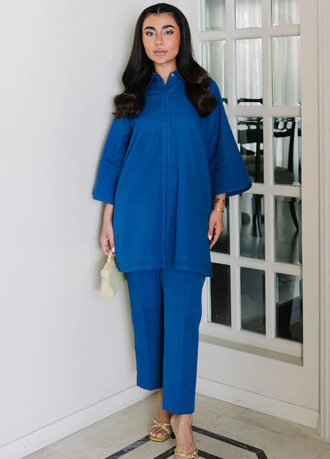 Sahar Pret Embroidered Cotton 2 Piece Suit AWEK-RK-V2-02 Blue Iris