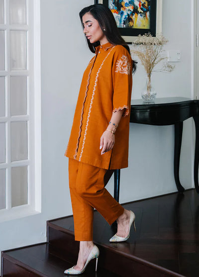 Sahar Pret Embroidered Cotton 2 Piece Suit AWEK-RR-V1-03 Saffron Sunset