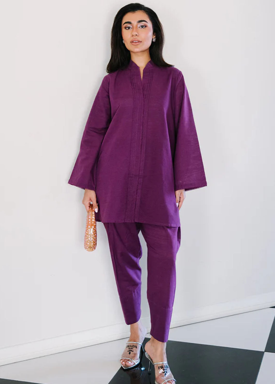 Sahar Pret Embroidered Cotton 2 Piece Suit AWEK-RR-V1-04 Orchid Plum