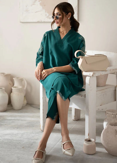 Sahar Pret Embroidered Cotton 2 Piece Suit AWEK-ZB-V1-01 Teal Ivy