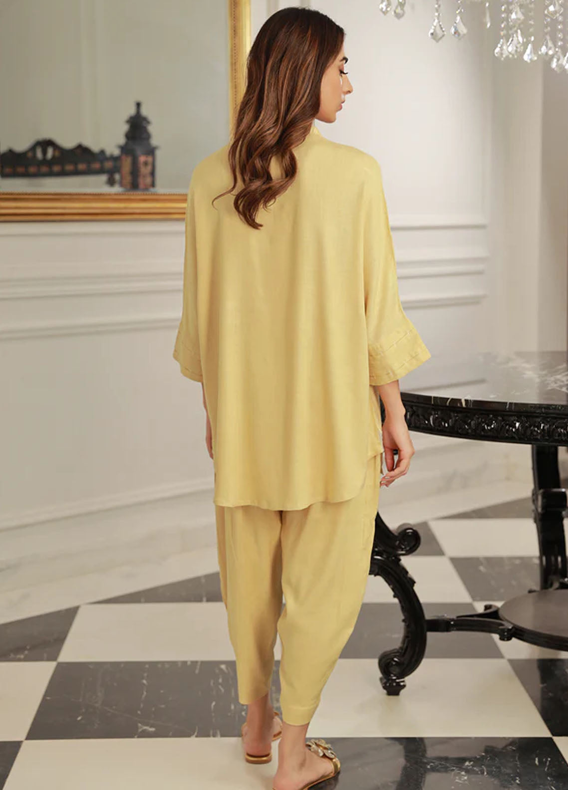 Sahar Pret Casual Cotton 2 Piece Suit SAWCS-V3-04 Canary