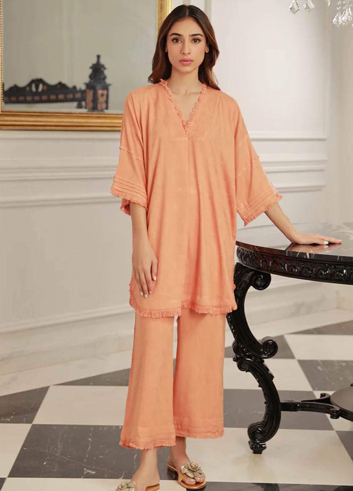 Sahar Pret Casual Cotton 2 Piece Suit SAWCS-V3-07 Apricot