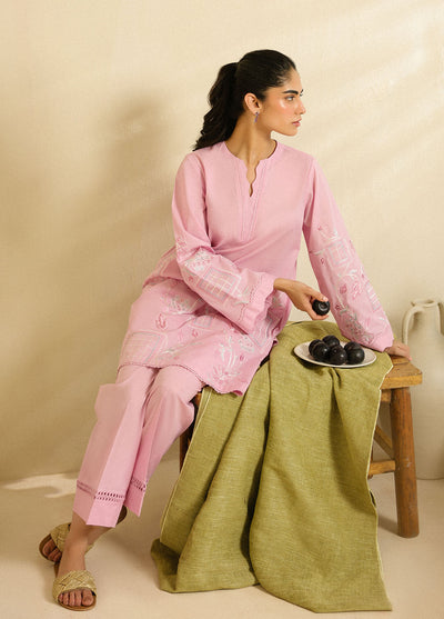 Sahar Pret Embroidered Cambric 2 Piece Suit Rosé Veil