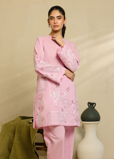 Sahar Pret Embroidered Cambric 2 Piece Suit Rosé Veil