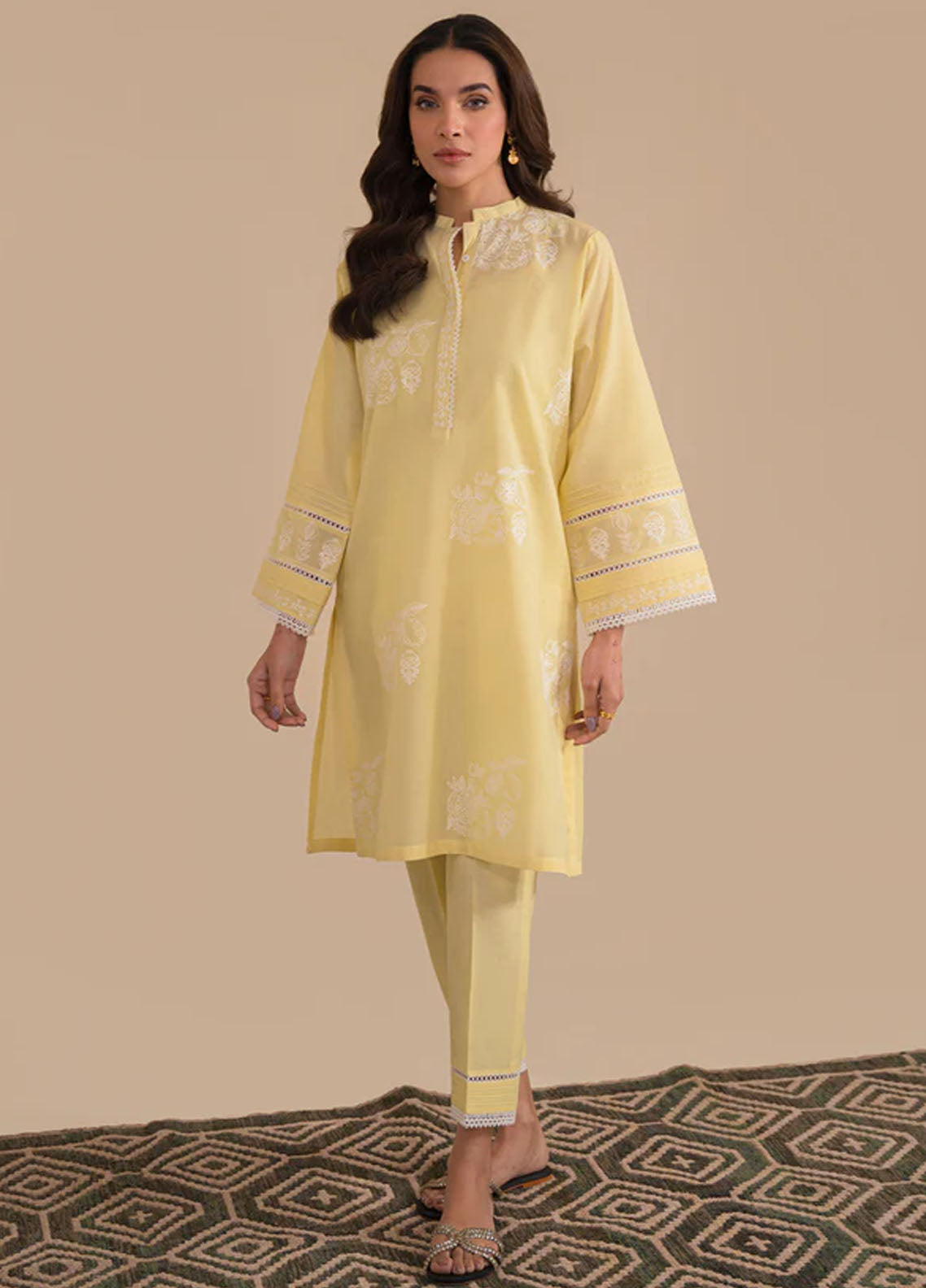 Sahar Pret Embroidered Cambric 2 Piece Suit SSCK-ZH-04 Lemonade