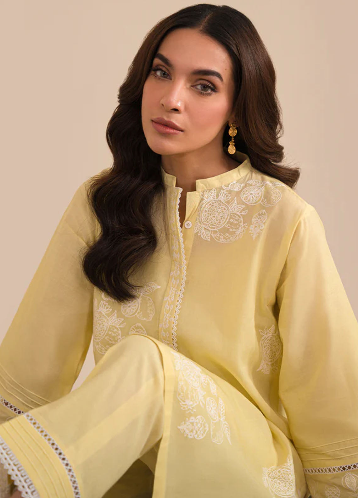 Sahar Pret Embroidered Cambric 2 Piece Suit SSCK-ZH-04 Lemonade