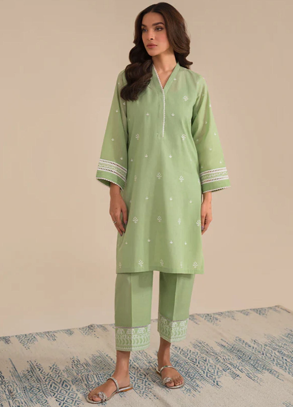 Sahar Pret Embroidered Cambric 2 Piece Suit SSCK-ZH-07 Mint