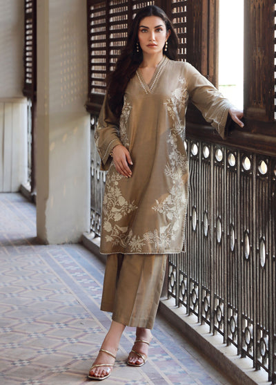 Sahar Pret Embroidered Cotton Silk 2 Piece Suit SSCS-SD-07 Vanilla Petals