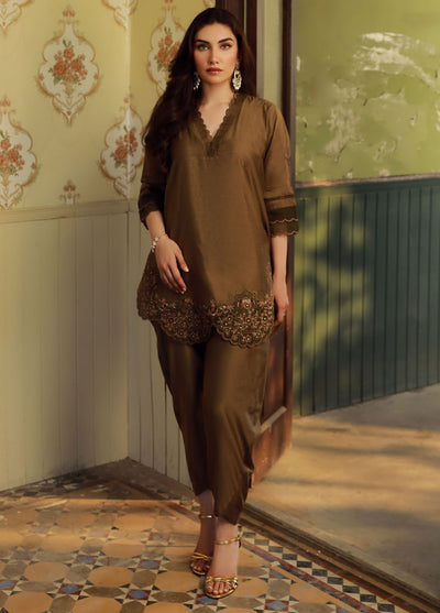 Sahar Pret Embroidered Cotton Silk 2 Piece Suit SSCS-SD-08 Warm Drift