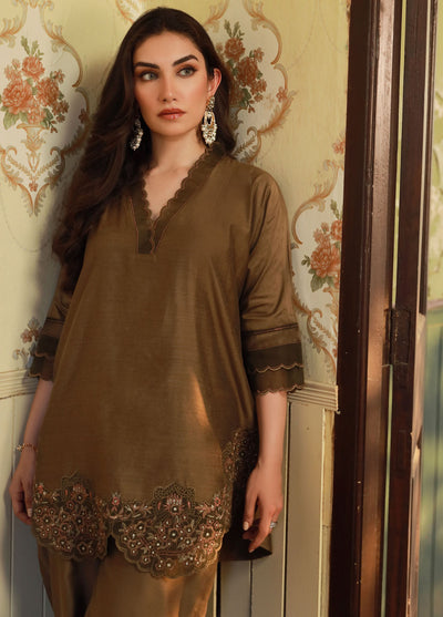 Sahar Pret Embroidered Cotton Silk 2 Piece Suit SSCS-SD-08 Warm Drift