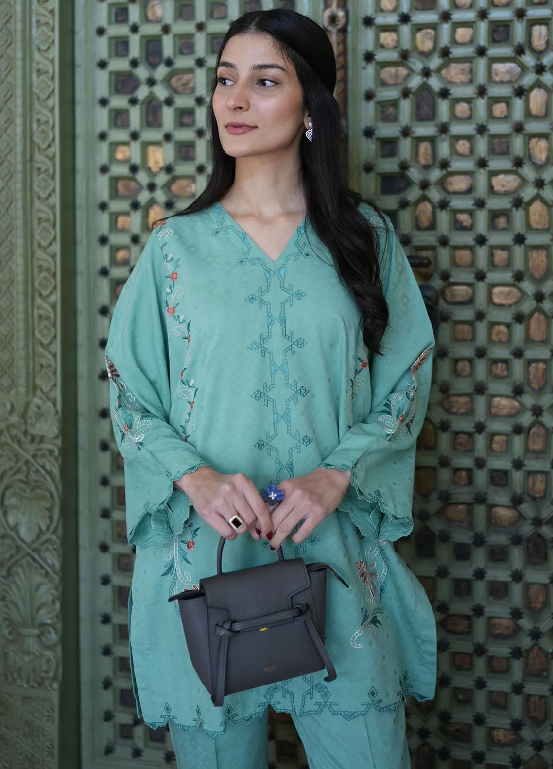 Sahar Pret Embroidered Jacquard 2 Piece Suit Teal Oasis