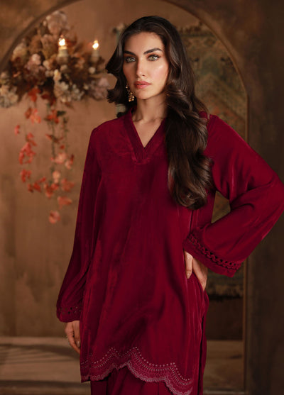 Sahar Pret Embroidered Velvet 2 Piece Suit Ambre