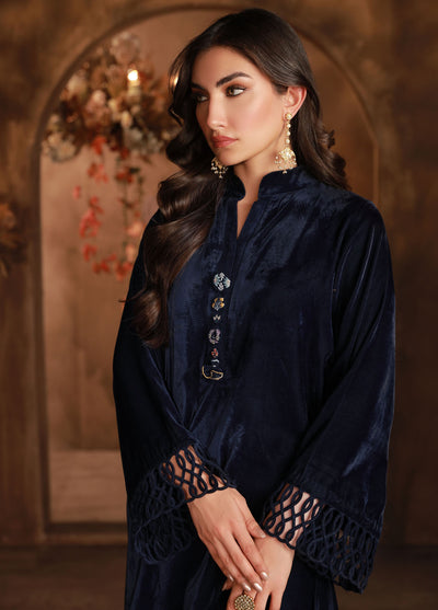 Sahar Pret Embroidered Velvet 2 Piece Suit Midnight Opulence