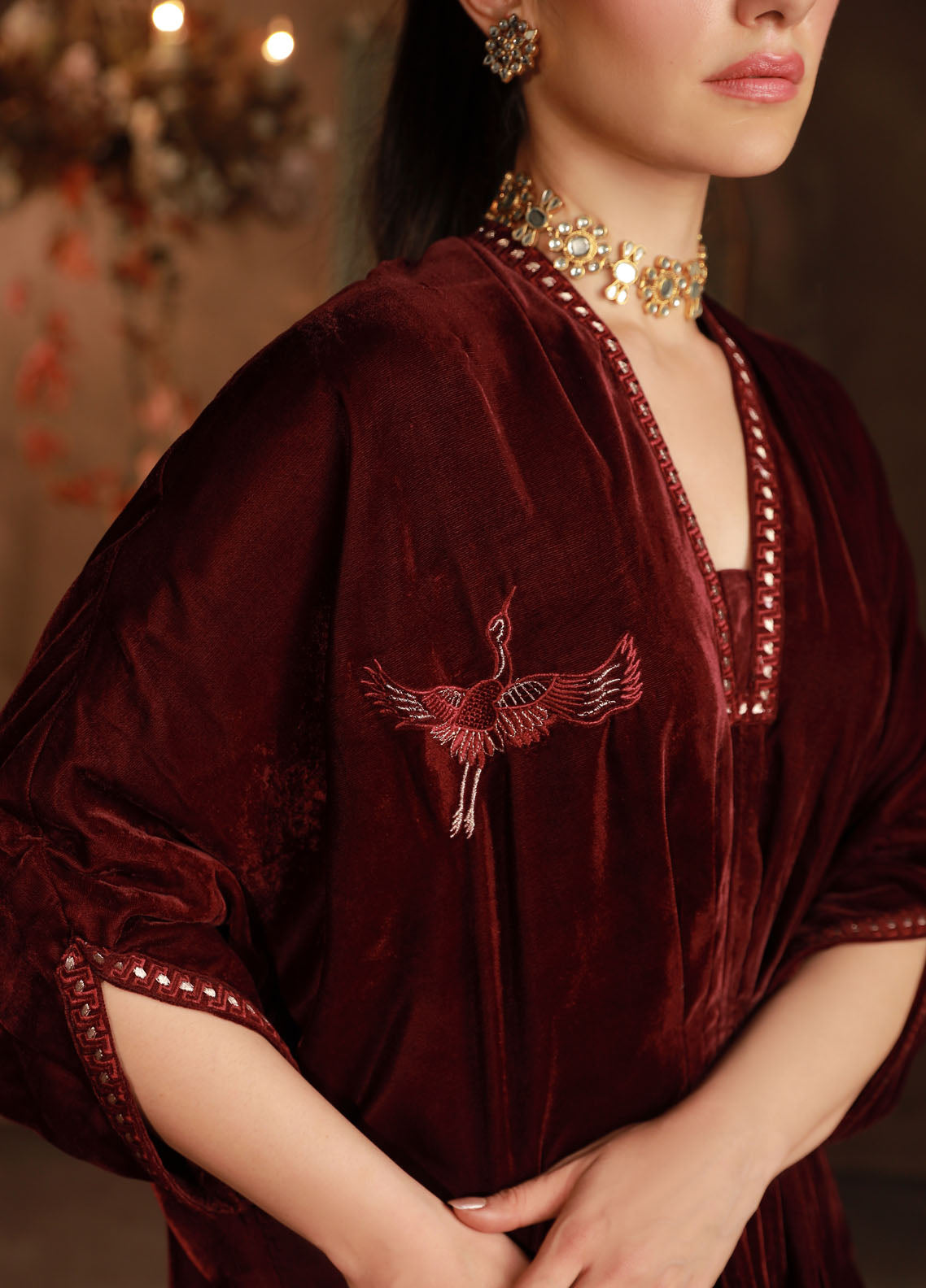 Sahar Pret Embroidered Velvet Kaftan Selene