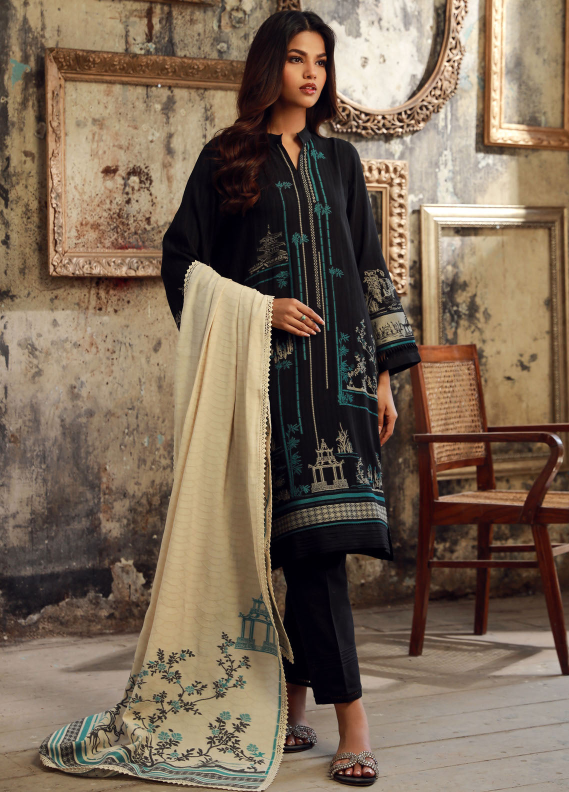 Sahar Unstitched Autum Winter Collection 2024 JV-24-V3-01 Noir Lush