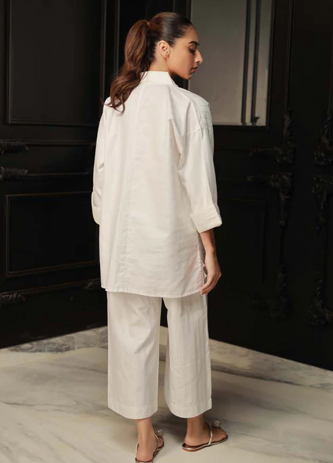 Sahar Pret Casual Cotton 2 Piece Suit Ivory