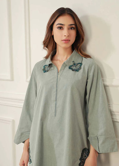 Sahar Pret Casual Cotton 2 Piece Suit Jade