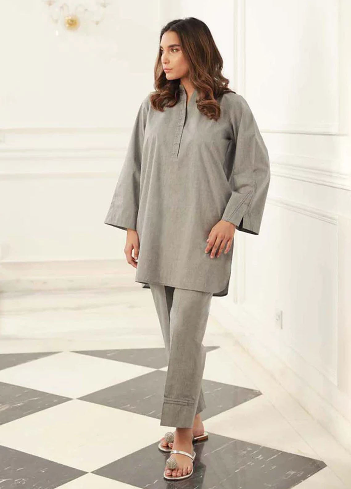 Sahar Pret Casual Cotton 2 Piece Suit Moonstone