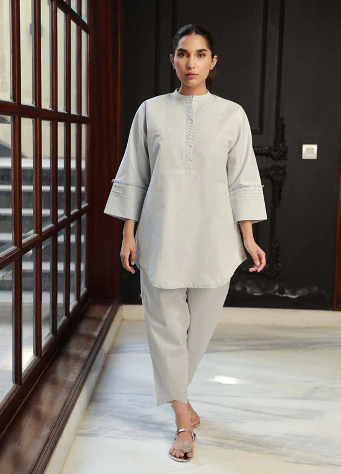 Sahar Pret Casual Cotton 2 Piece Suit Platinum Aria