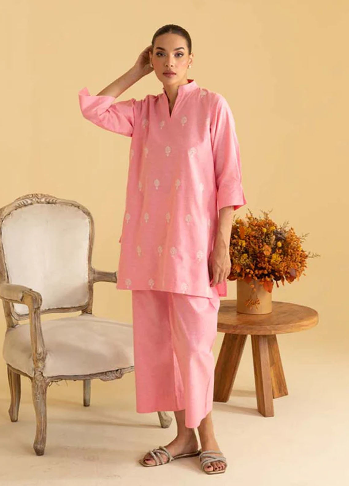 Sahar Pret Casual Cotton 2 Piece Suit Roseate