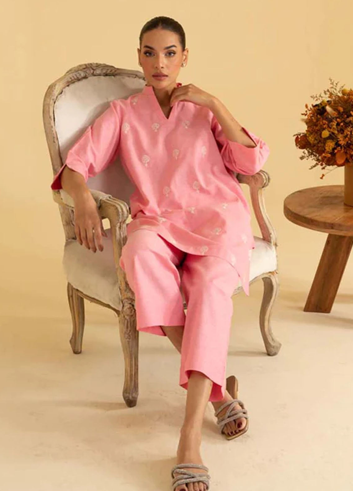 Sahar Pret Casual Cotton 2 Piece Suit Roseate