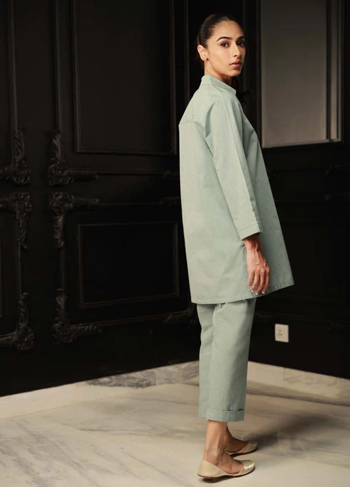 Sahar Pret Casual Cotton 2 Piece Suit Verde Vogue