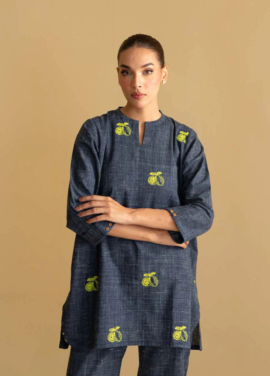 Sahar Pret Casual Cotton 2 Piece Suit Zest