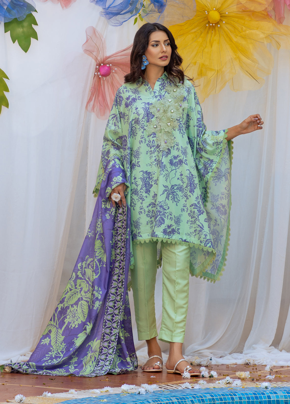 Salitex Printed Lawn Silk Suits Unstitched 3 Piece SUNS24ASI004UT - Summer Collection