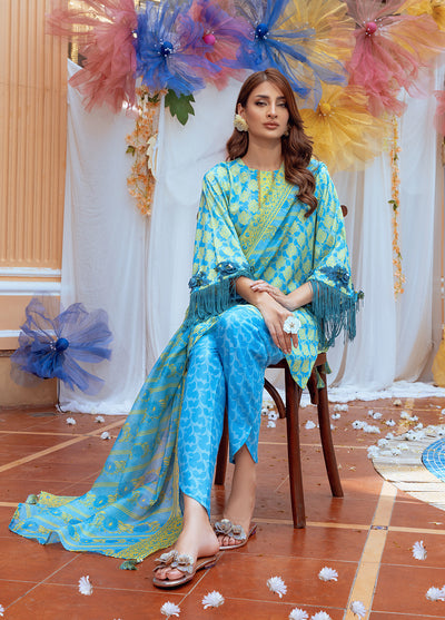 Salitex Printed Lawn Silk Suits Unstitched 3 Piece SUNS24ASI008UT - Summer Collection