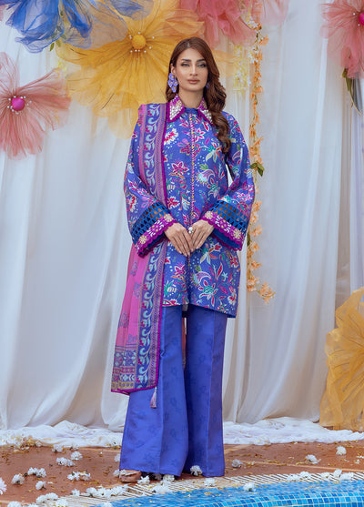 Salitex Printed Lawn Silk Suits Unstitched 3 Piece SUNS24ASI011UT - Summer Collection