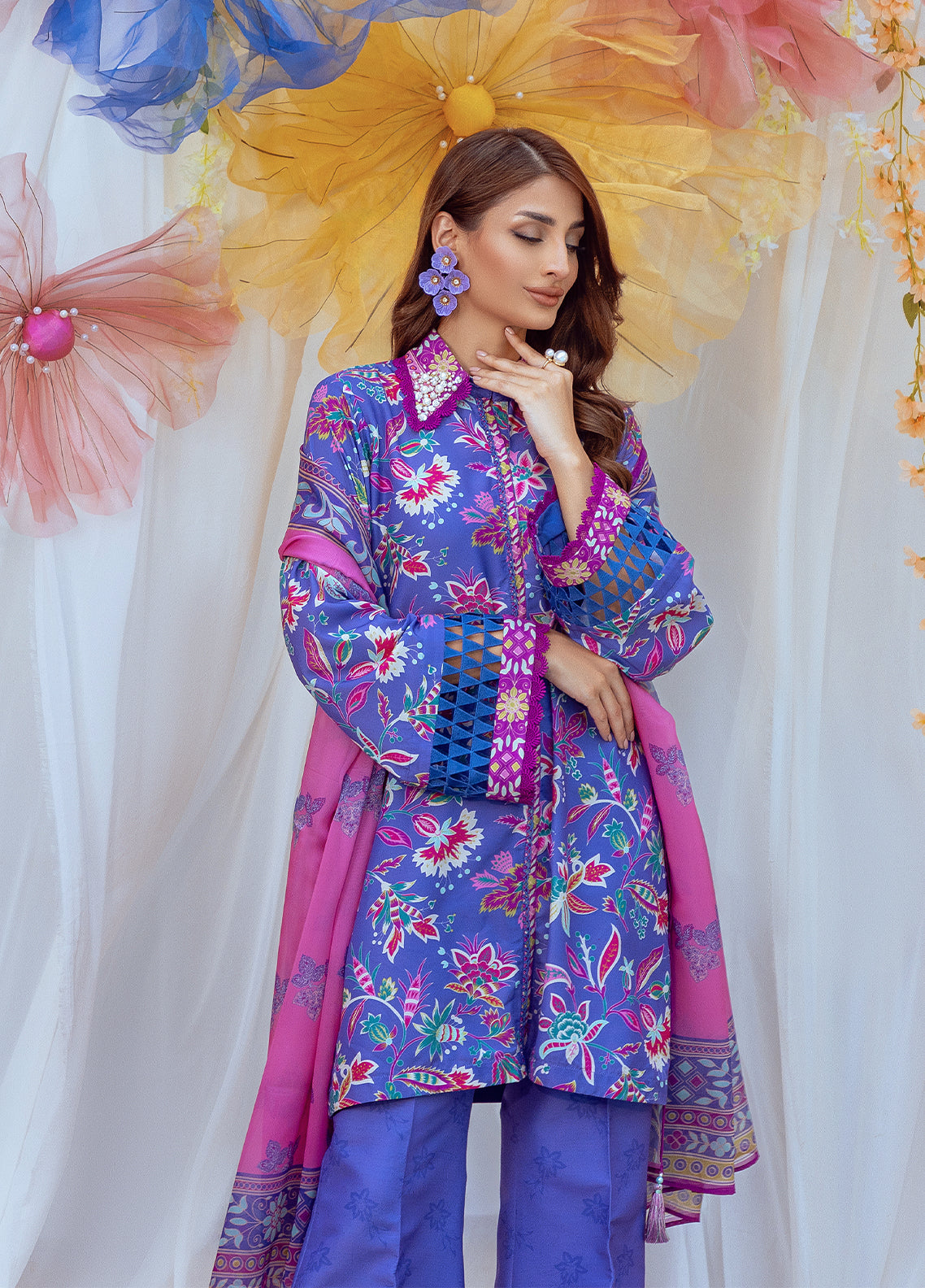 Salitex Printed Lawn Silk Suits Unstitched 3 Piece SUNS24ASI011UT - Summer Collection