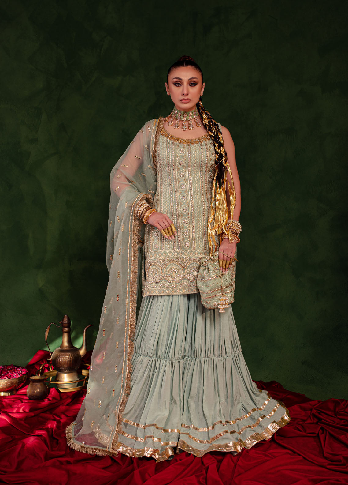 Maria Osama Khan Luxury Pret Chiffon 3 Piece Dress MOK23SSF QAYAAS
