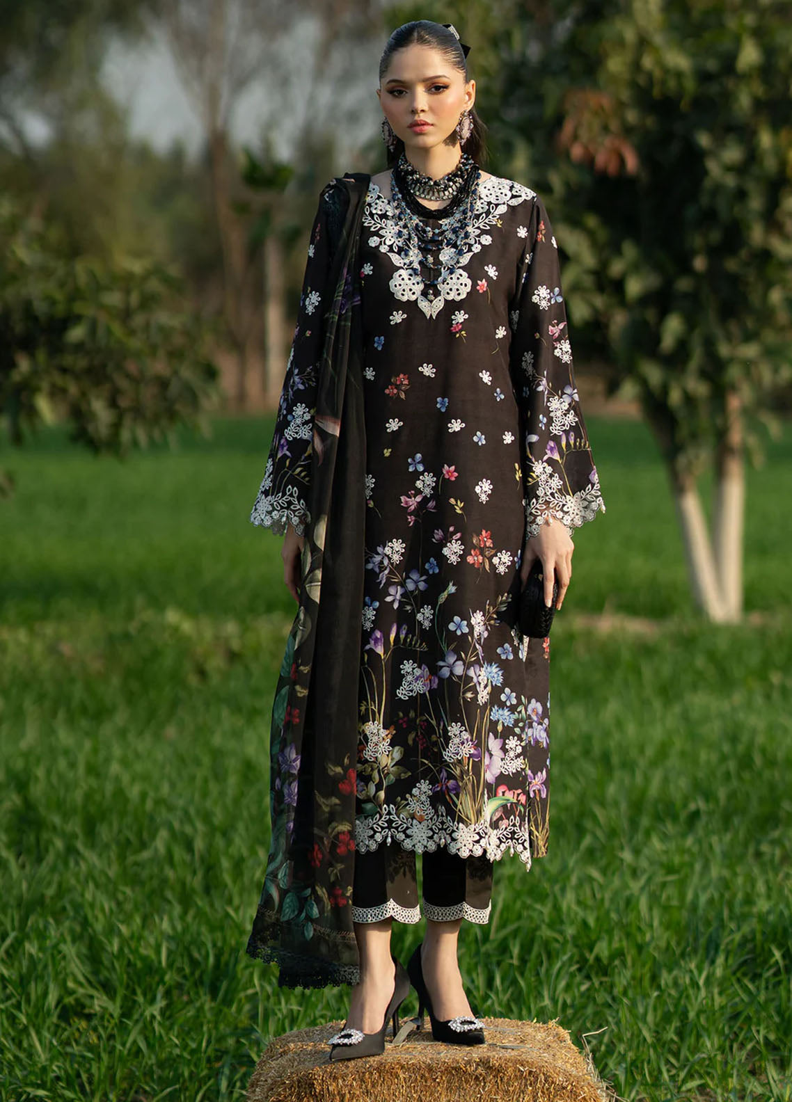 Sardinia Embroidered Lawn Unstitched Suit 3 Piece 901 Black Lotus