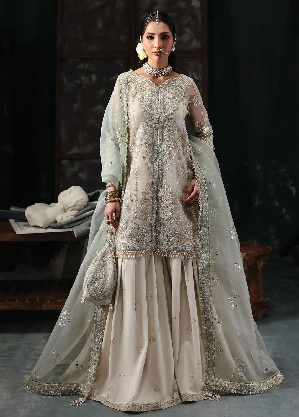 Sardinia Embroidered Organza Suits Unstitched 3 Piece D-1202 Kara