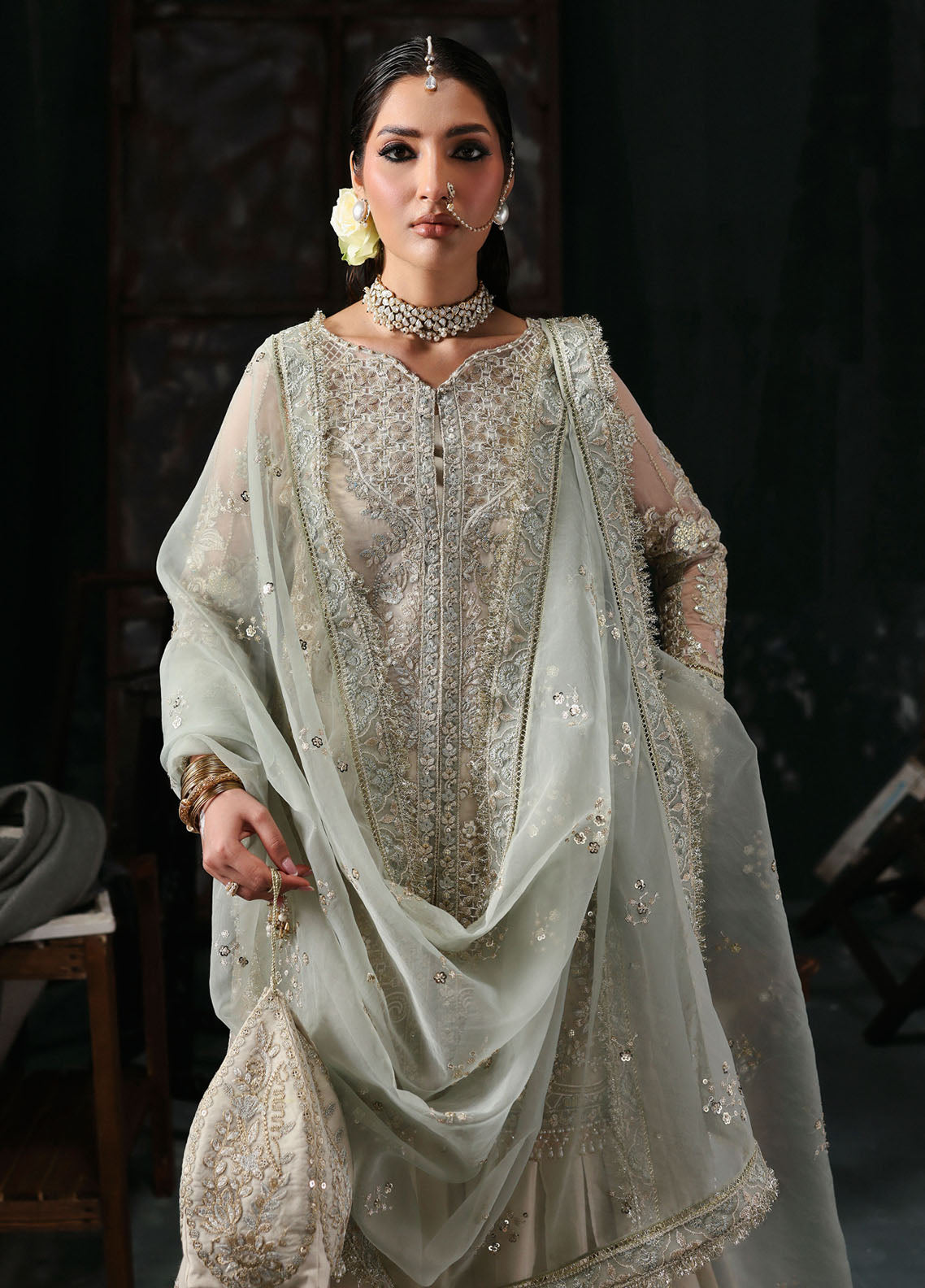 Sardinia Embroidered Organza Suits Unstitched 3 Piece D-1202 Kara