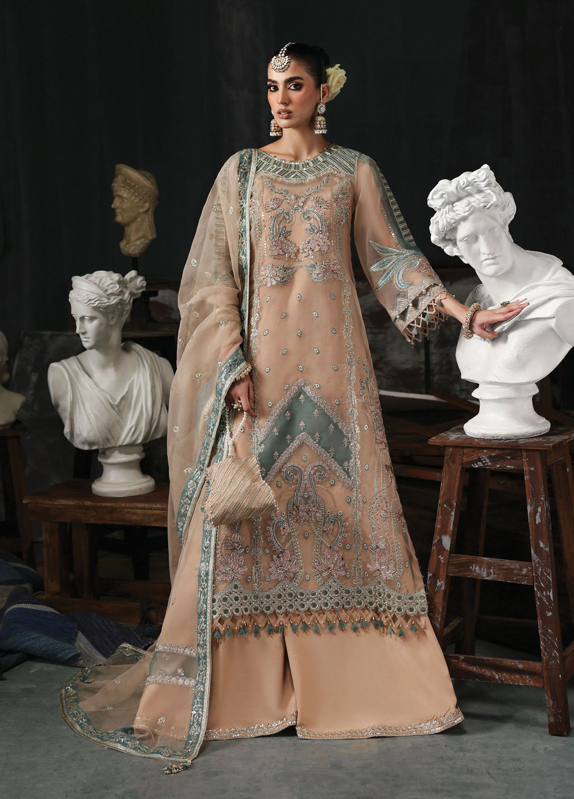 Sardinia Embroidered Organza Suits Unstitched 3 Piece D-1204 Nova