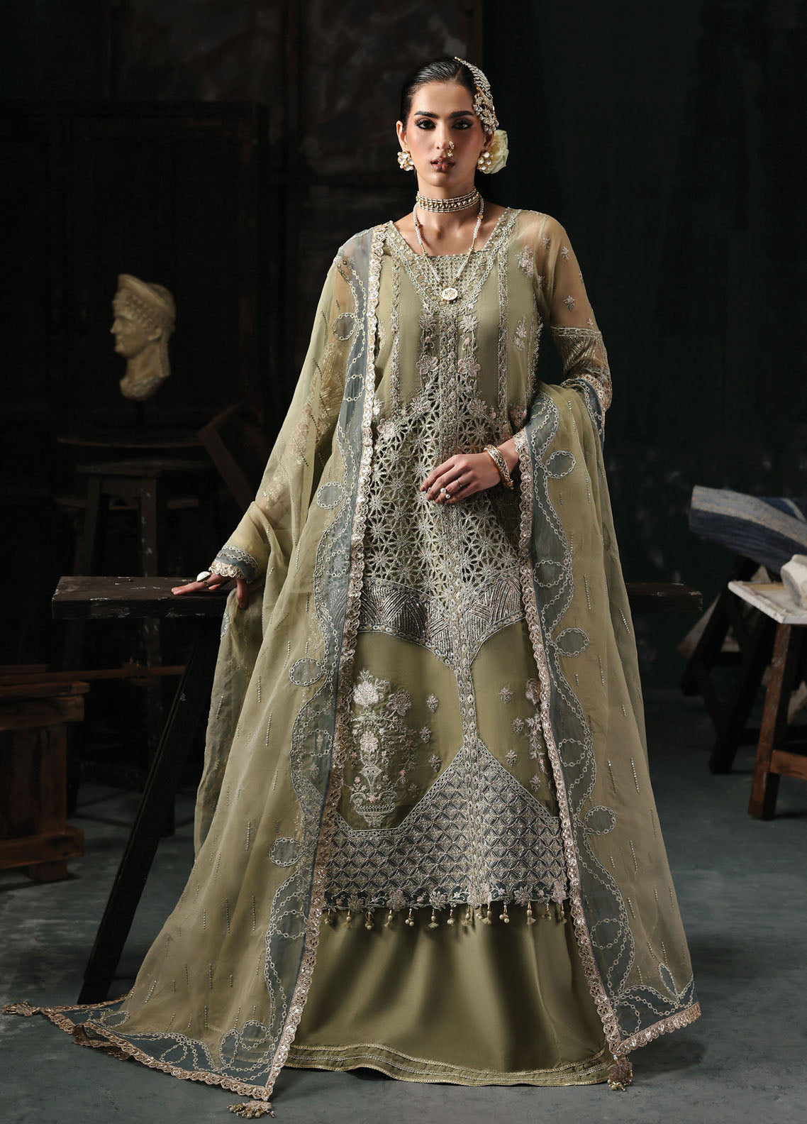 Sardinia Embroidered Organza Suits Unstitched 3 Piece D-1206 Inara