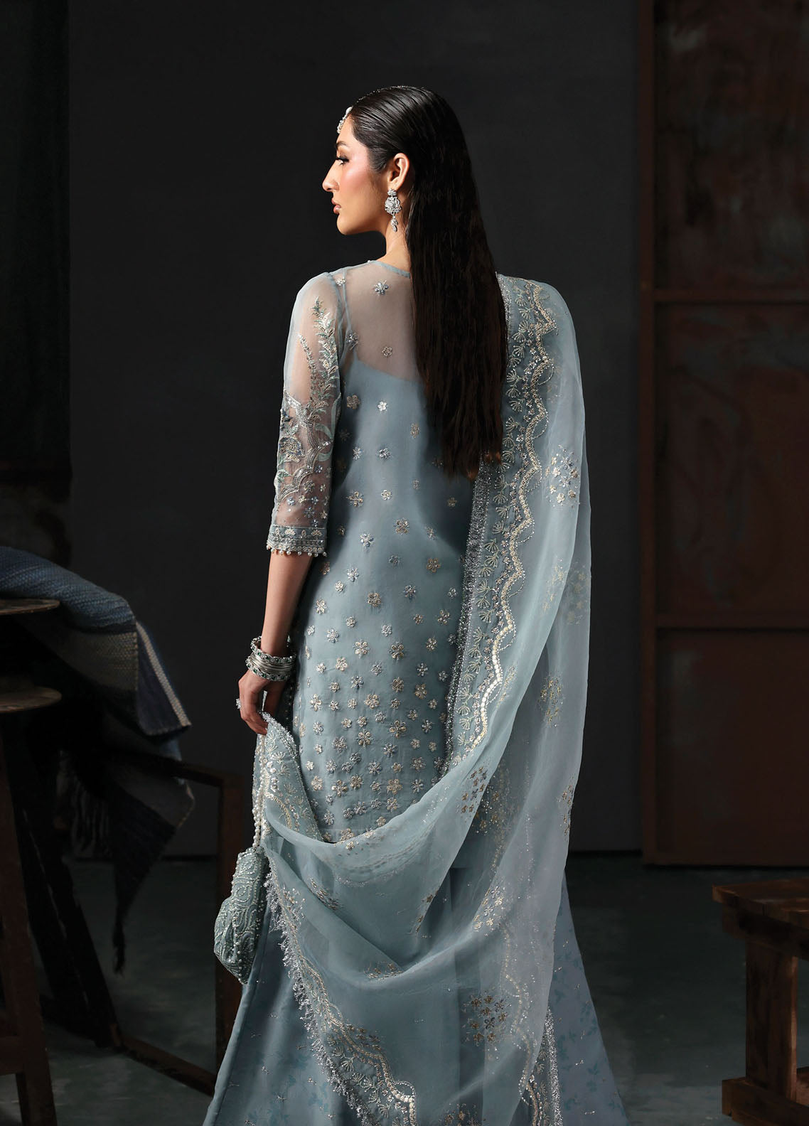 Sardinia Embroidered Organza Suits Unstitched 3 Piece D-1208 Zephyr