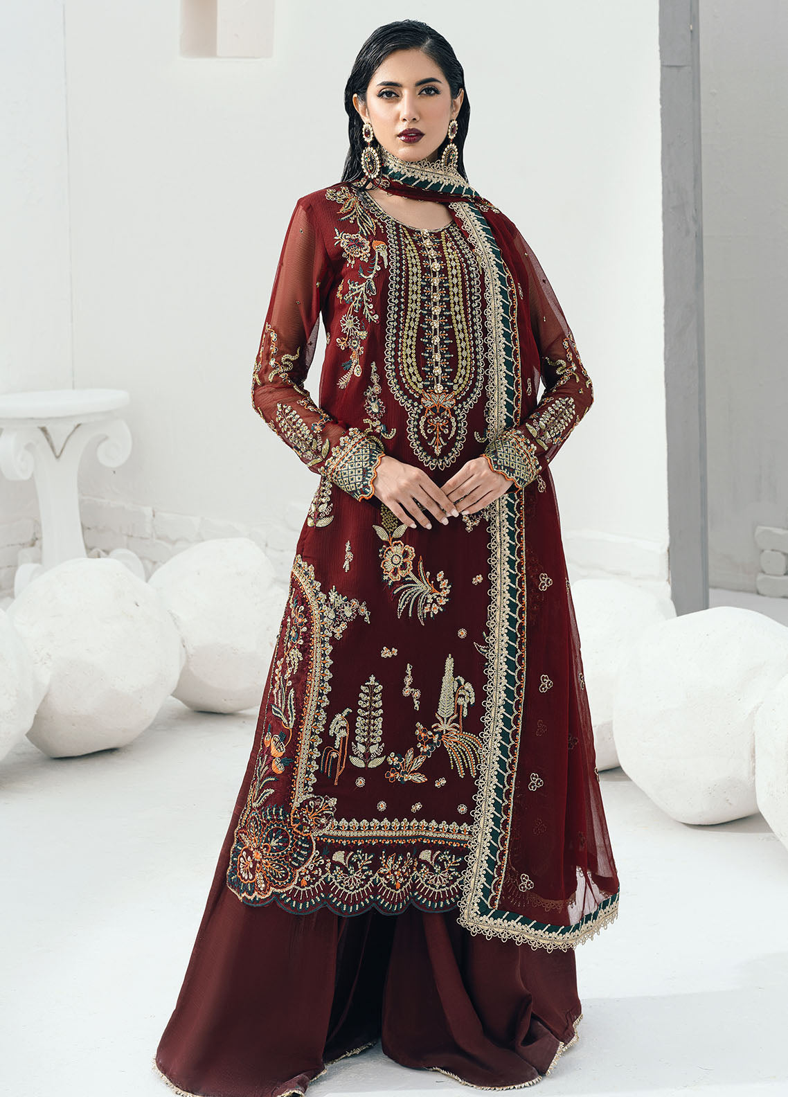 Savoir by Sahane Unstitched Luxury Formals Collection 2024 CT-140002 Rouge